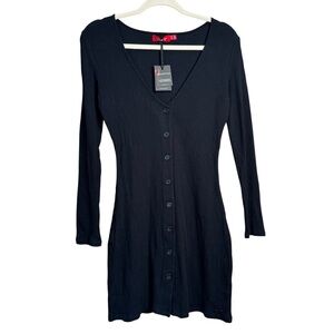 NWT n:philanthropy Womens Seymour A-line Dress Ribbed Black Small H27